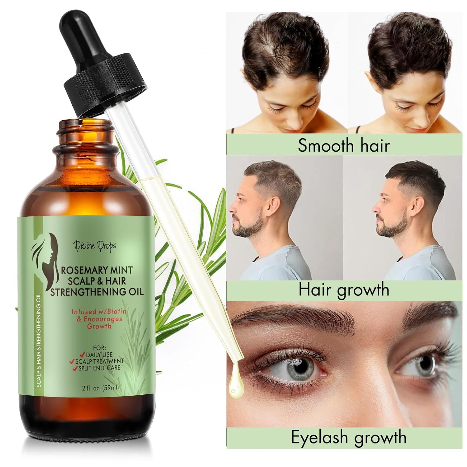 Divine Drop by Lixmiel Organics Rosemary Mint Scalp & Hair Strengthening Oil