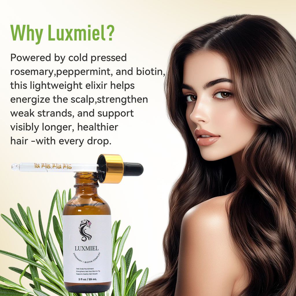 Luxmiel Rosemary Oil for Hair Growth Organic, 100% Pure Organic Rosemary Mint Scalp & Hair Strengthening Oil for Eyebrow and Eyelash 60ml - 2 Oz